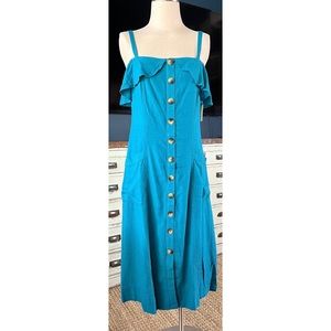 Anthropologie Blue Buttondown Midi Dress 10